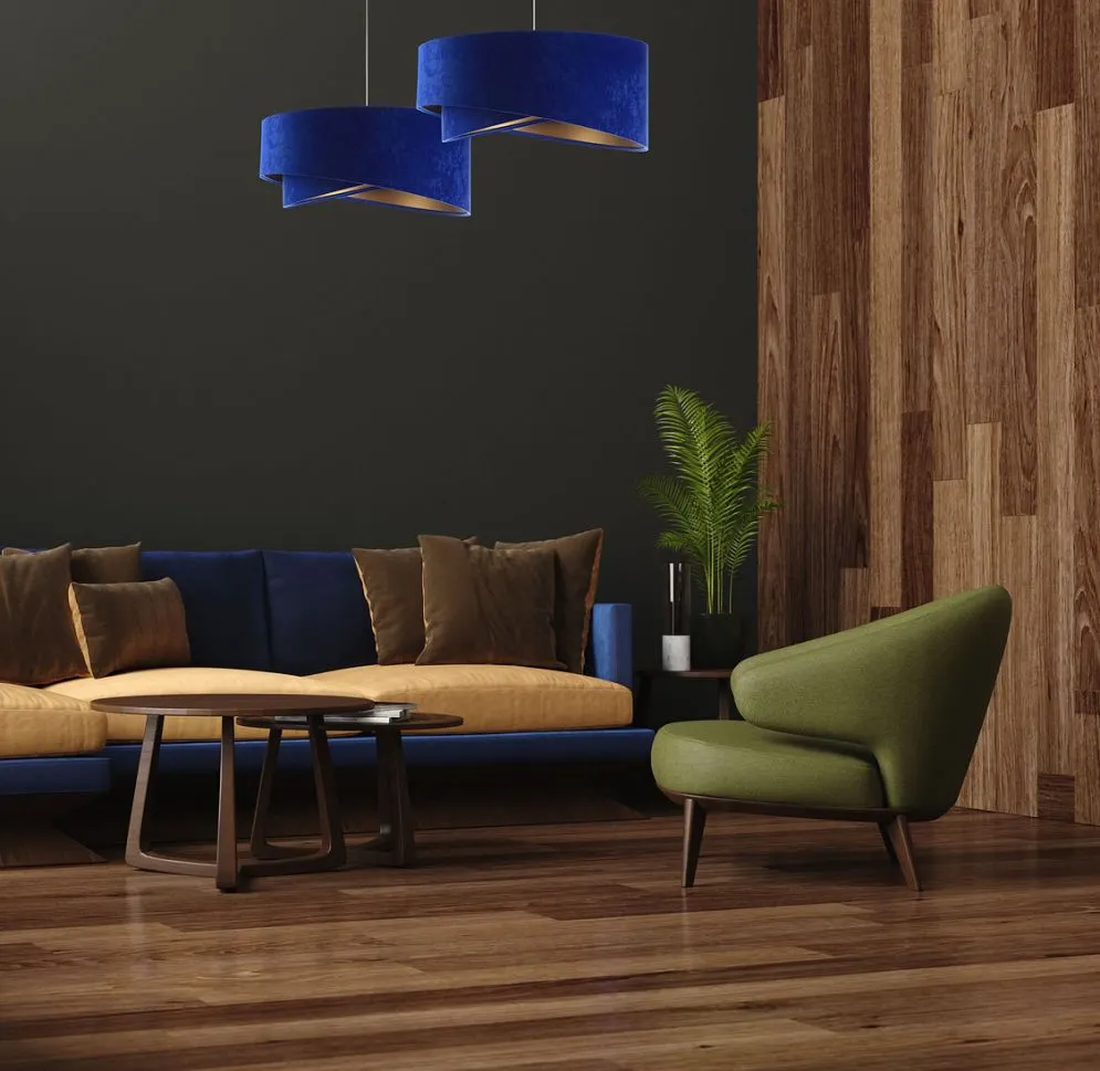Lampa wisząca GEMSTONE niebieska/złota asymetryczna do salonu | MIRAT. w stylu kolekcja