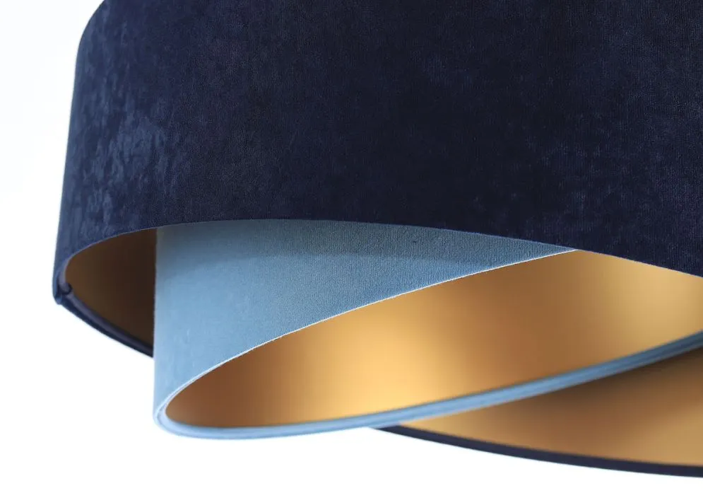 Lampa wisząca THUNDERCLOUD BLUE granatowa/złota welurowa asymetryczna | MIRAT. w stylu  kolekcja