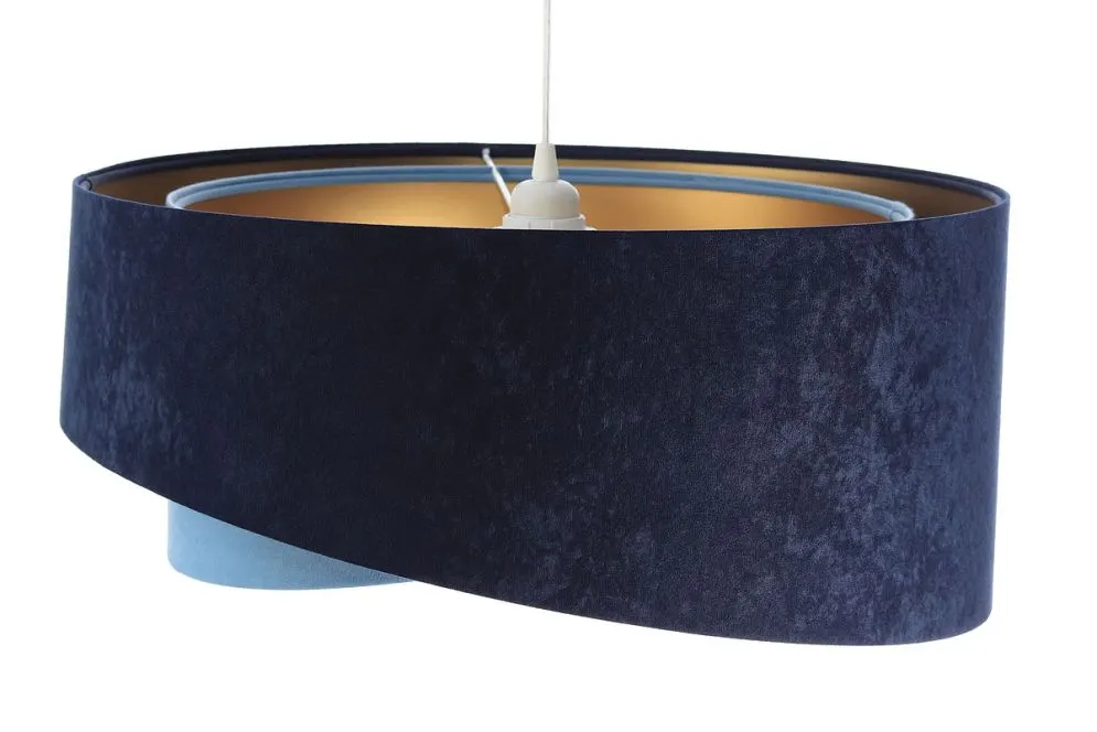 Lampa wisząca THUNDERCLOUD BLUE granatowa/złota welurowa asymetryczna | MIRAT. w stylu  kolekcja