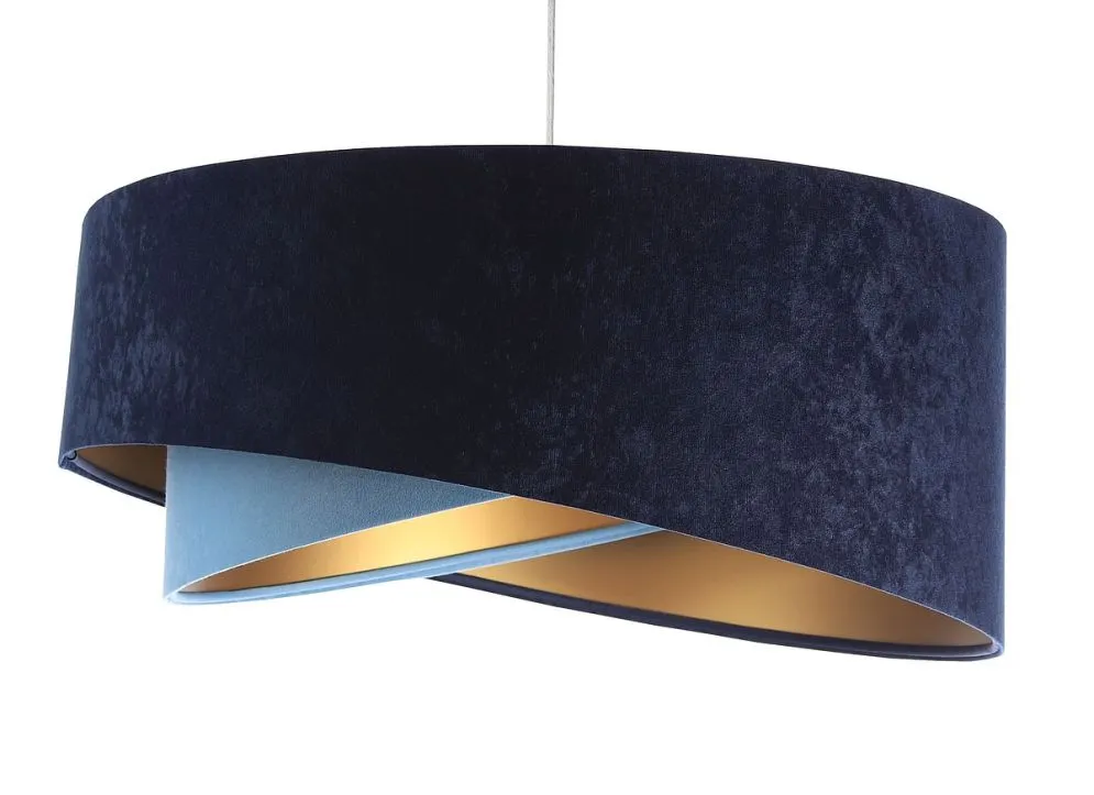 Lampa wisząca THUNDERCLOUD BLUE granatowa/złota welurowa asymetryczna | MIRAT. w stylu  kolekcja
