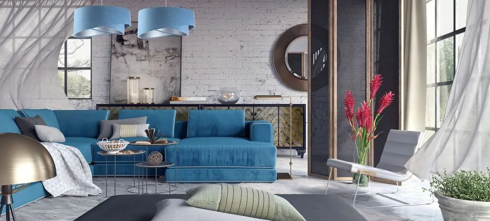Lampa wisząca GEMSTONE błękitna/srebrna w stylu glamour | MIRAT. w stylu kolekcja