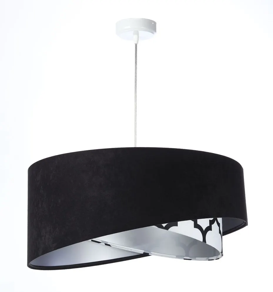 Lampa wisząca BLACK VELVET czarna/srebrna aksamitna do salonu | MIRAT. w stylu  kolekcja