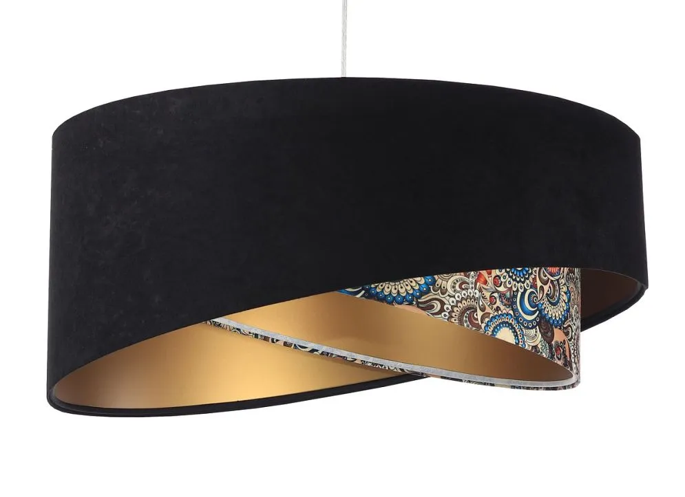 Lampa wisząca BLACK PATTERN czarna/złota welurowa asymetryczna | MIRAT. w stylu kolekcja