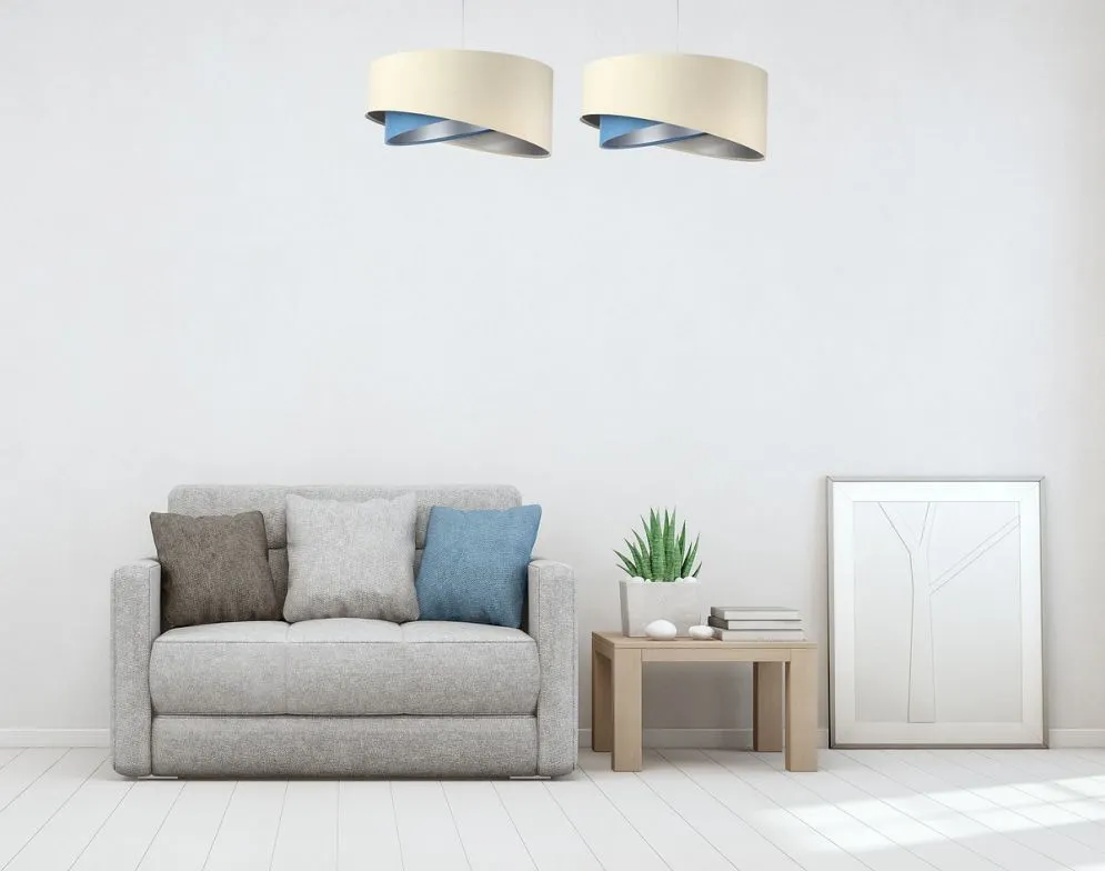 Lampa wisząca BEIGE beżowa/niebieska/srebrna asymetryczna | MIRAT. w stylu  kolekcja