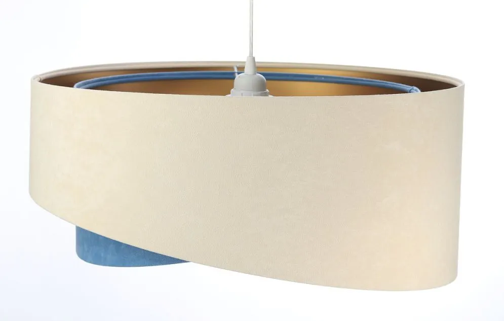 Lampa wisząca BEIGE beżowa/niebieska/złota do salonu | MIRAT. w stylu kolekcja