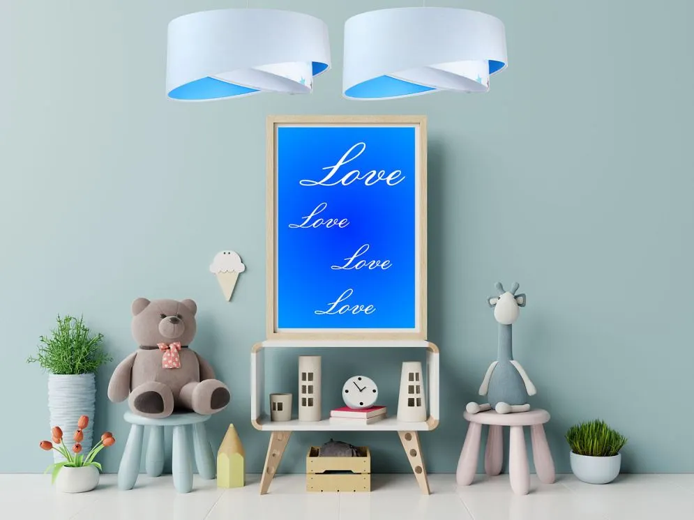 Lampa wisząca DREAMER biała/niebieska aksamitna do pokoju | MIRAT. w stylu  kolekcja