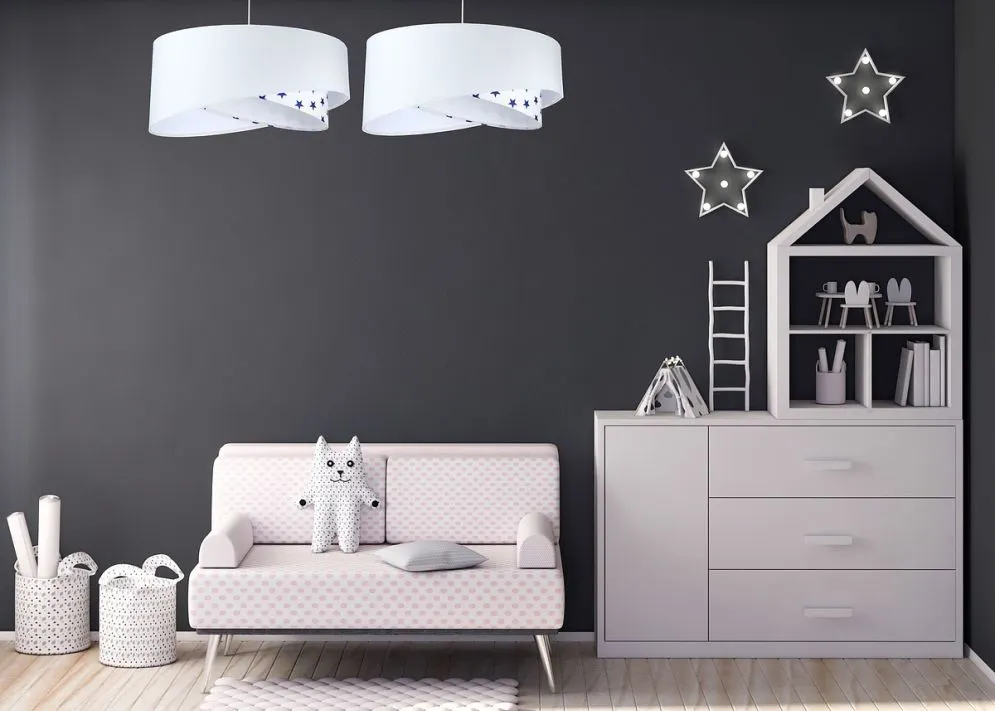 Lampa wisząca DREAMER biała welurowa do pokoju dziecięcego | MIRAT. w stylu kolekcja