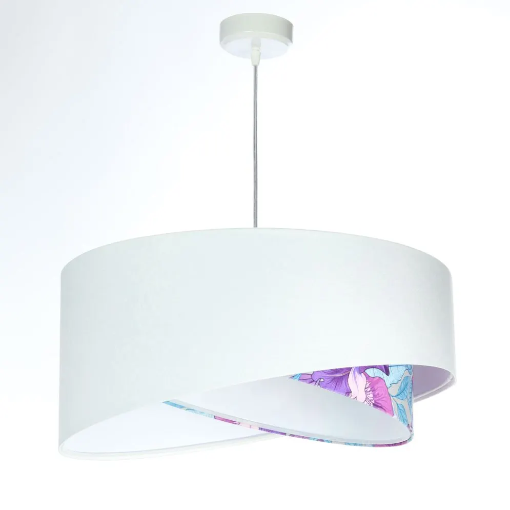 Lampa wisząca BLEACH biała z kwiatowym motywem welurowa | MIRAT. w stylu  kolekcja