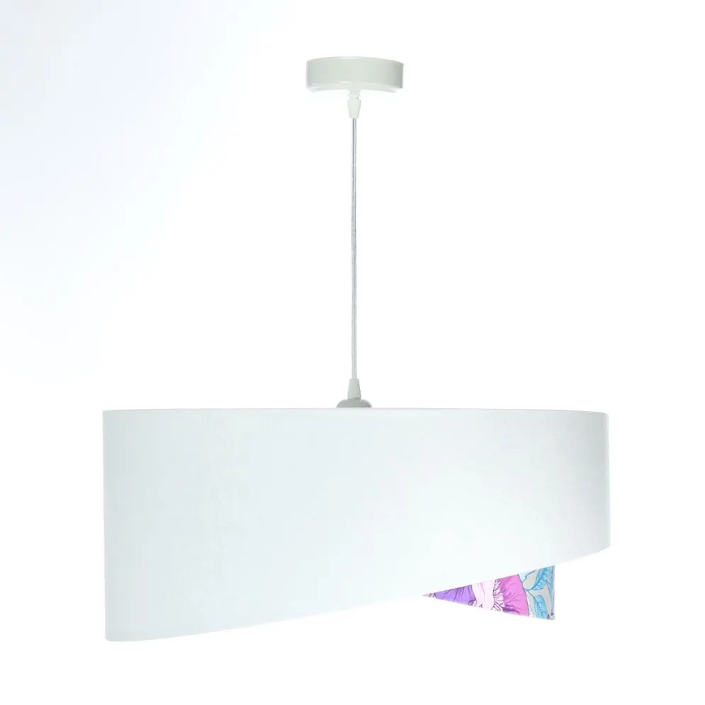 Lampa wisząca BLEACH biała z kwiatowym motywem welurowa | MIRAT. w stylu  kolekcja