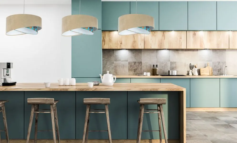 Lampa wisząca EMBLEM beżowa/biała trzykolorowa asymetryczna | MIRAT. w stylu  kolekcja