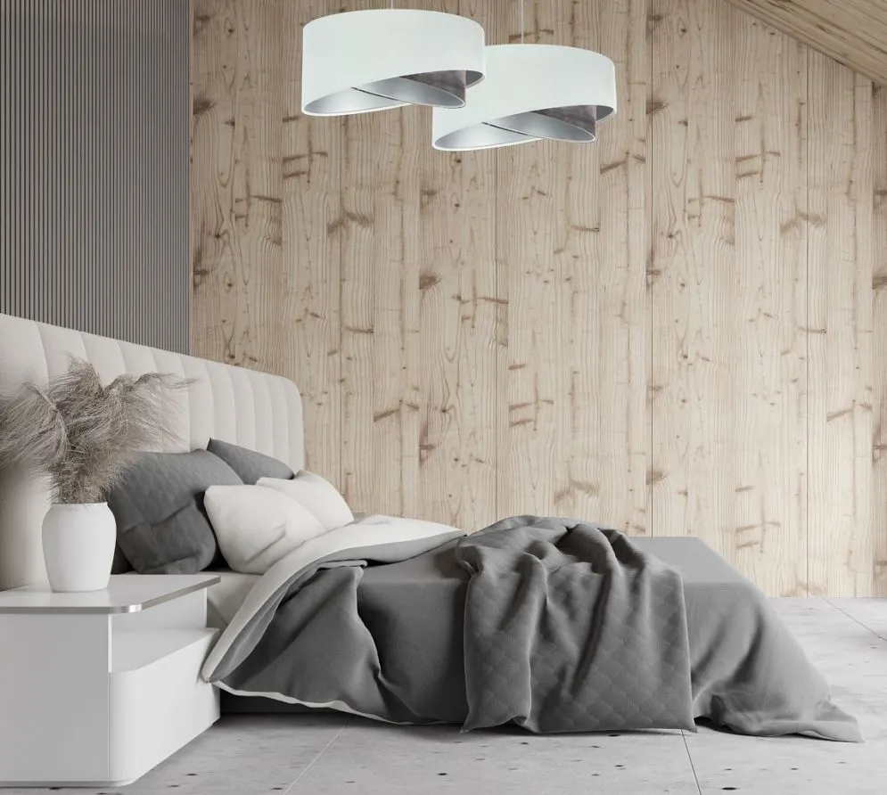 Lampa wisząca GRAY DUNE biała/srebrna aksamitna nowoczesna | MIRAT. w stylu  kolekcja