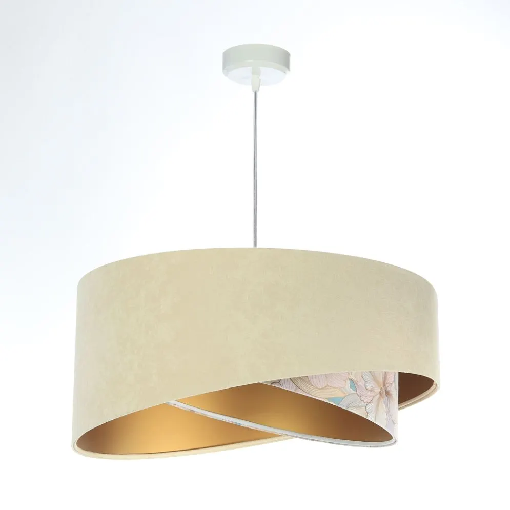 Lampa wisząca SAND FLOWER 2 beżowa/złota welurowa do jadalni | MIRAT. w stylu  kolekcja