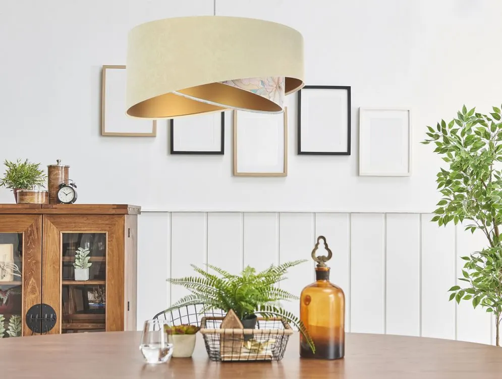 Lampa wisząca SAND FLOWER 2 beżowa/złota welurowa do jadalni | MIRAT. w stylu  kolekcja