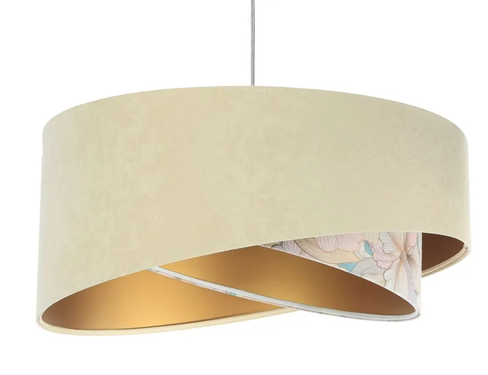 Lampa wisząca SAND FLOWER 2 beżowa/złota welurowa do jadalni | MIRAT. w stylu  kolekcja