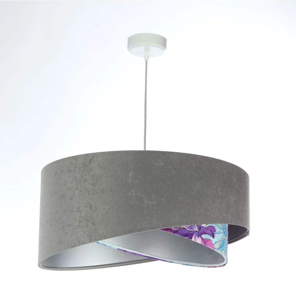 Lampa wisząca GRAY FLOWER szara/srebrna asymetryczna podwójny abażur | MIRAT. w stylu  kolekcja
