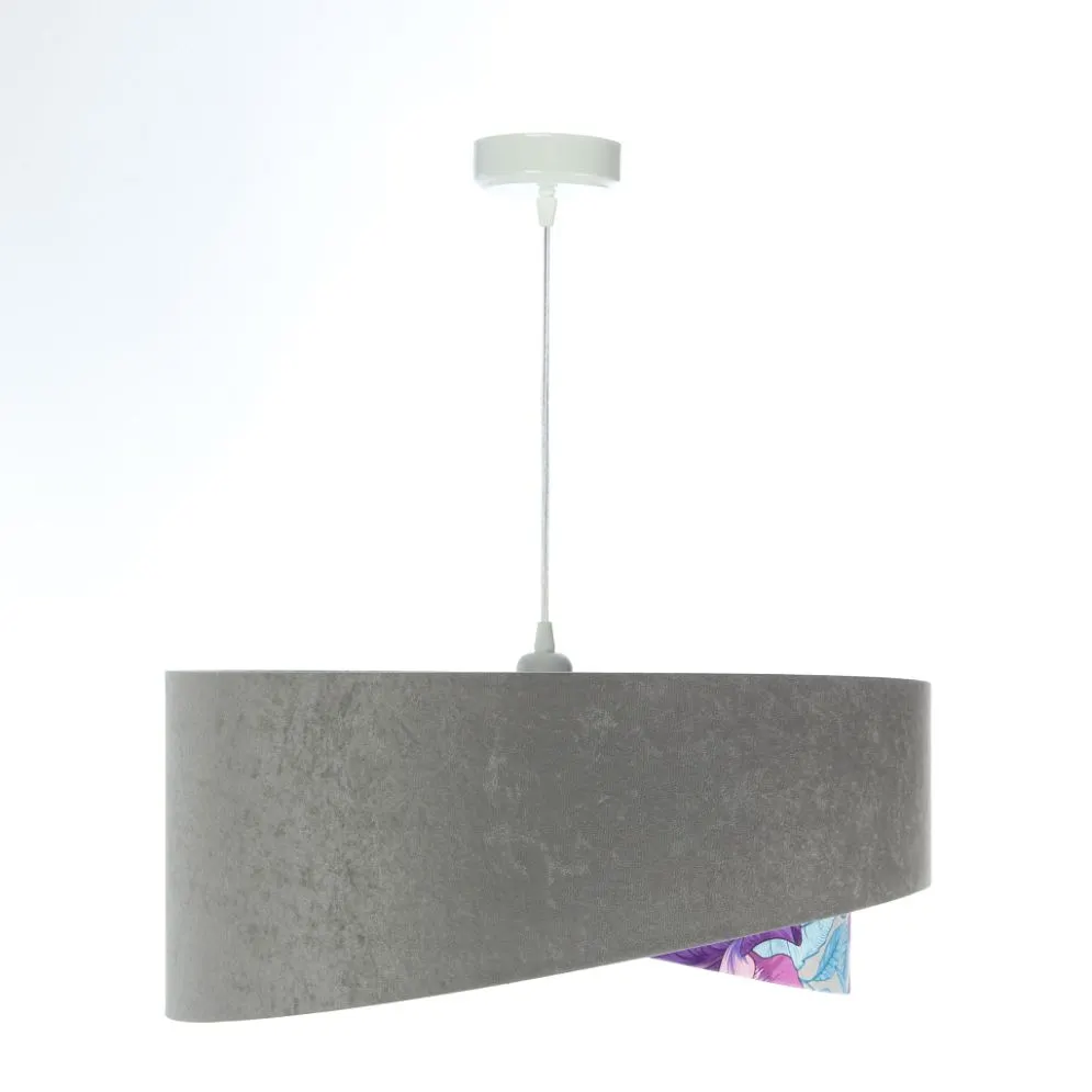 Lampa wisząca GRAY FLOWER szara/srebrna asymetryczna podwójny abażur | MIRAT. w stylu  kolekcja
