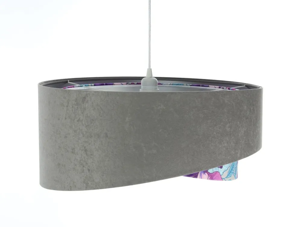 Lampa wisząca GRAY FLOWER szara/srebrna asymetryczna podwójny abażur | MIRAT. w stylu  kolekcja
