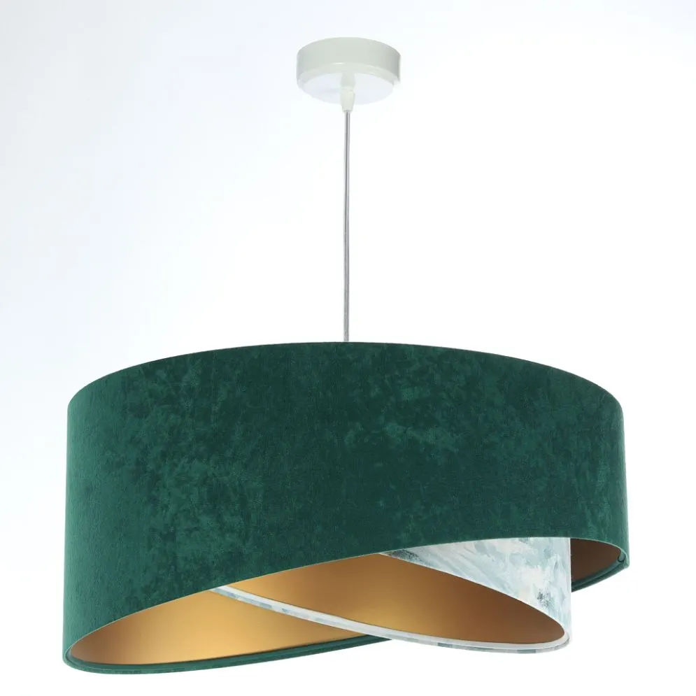 Lampa wisząca MALACHITE zielona/złota welurowa asymetryczna | MIRAT. w stylu kolekcja