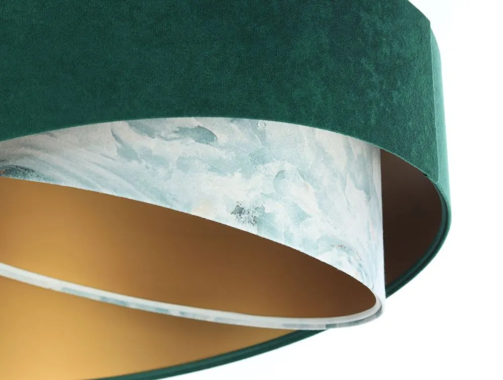 Lampa wisząca MALACHITE zielona/złota welurowa asymetryczna | MIRAT. w stylu kolekcja