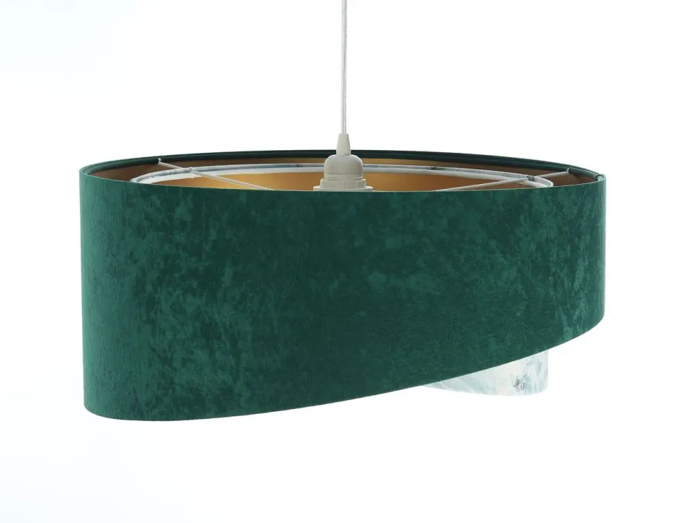 Lampa wisząca MALACHITE zielona/złota welurowa asymetryczna | MIRAT. w stylu kolekcja