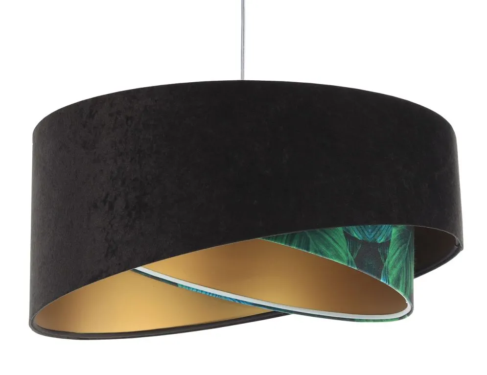 Lampa wisząca DARK ELEGANCE czarna/złota welurowa liście | MIRAT. w stylu kolekcja