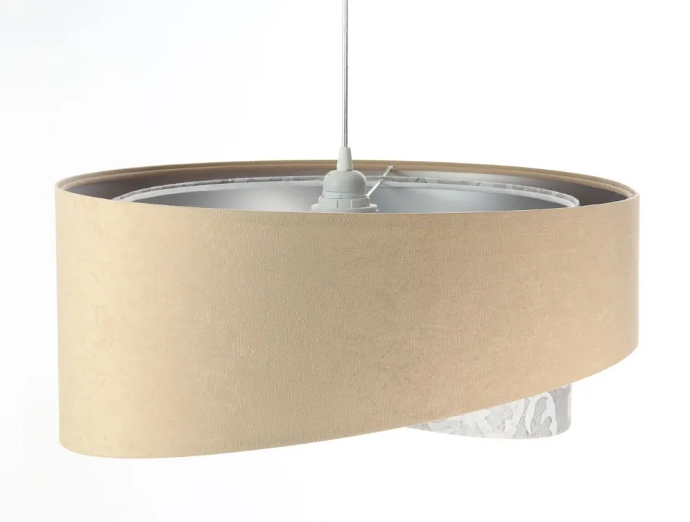 Lampa wisząca ALBIT beżowa srebrna trzykolorowa aksamitna | MIRAT. w stylu  kolekcja