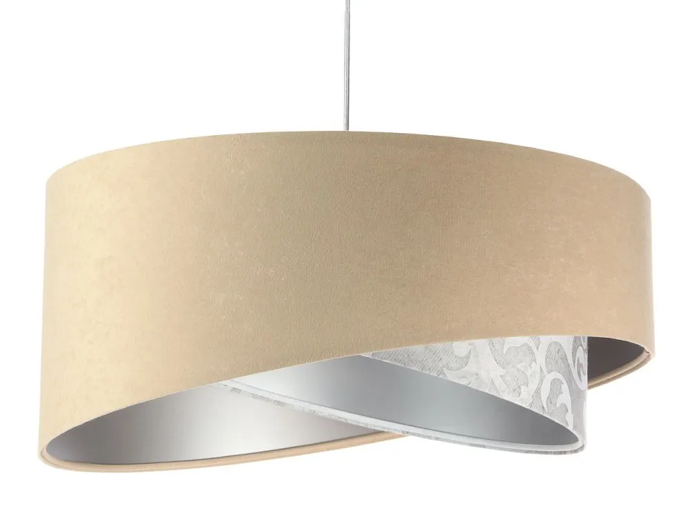 Lampa wisząca ALBIT beżowa srebrna trzykolorowa aksamitna | MIRAT. w stylu  kolekcja