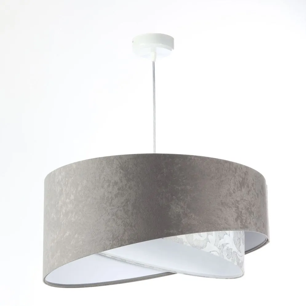 Lampa wisząca ALBIT szara/biała welurowa nowoczesna | MIRAT. w stylu  kolekcja