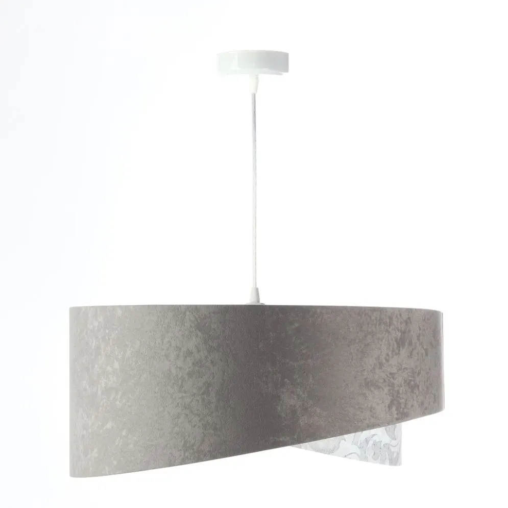Lampa wisząca ALBIT szara/biała welurowa nowoczesna | MIRAT. w stylu  kolekcja