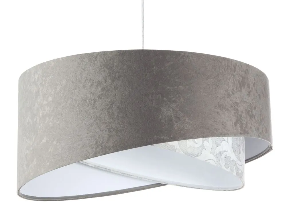 Lampa wisząca ALBIT szara/biała welurowa nowoczesna | MIRAT. w stylu  kolekcja