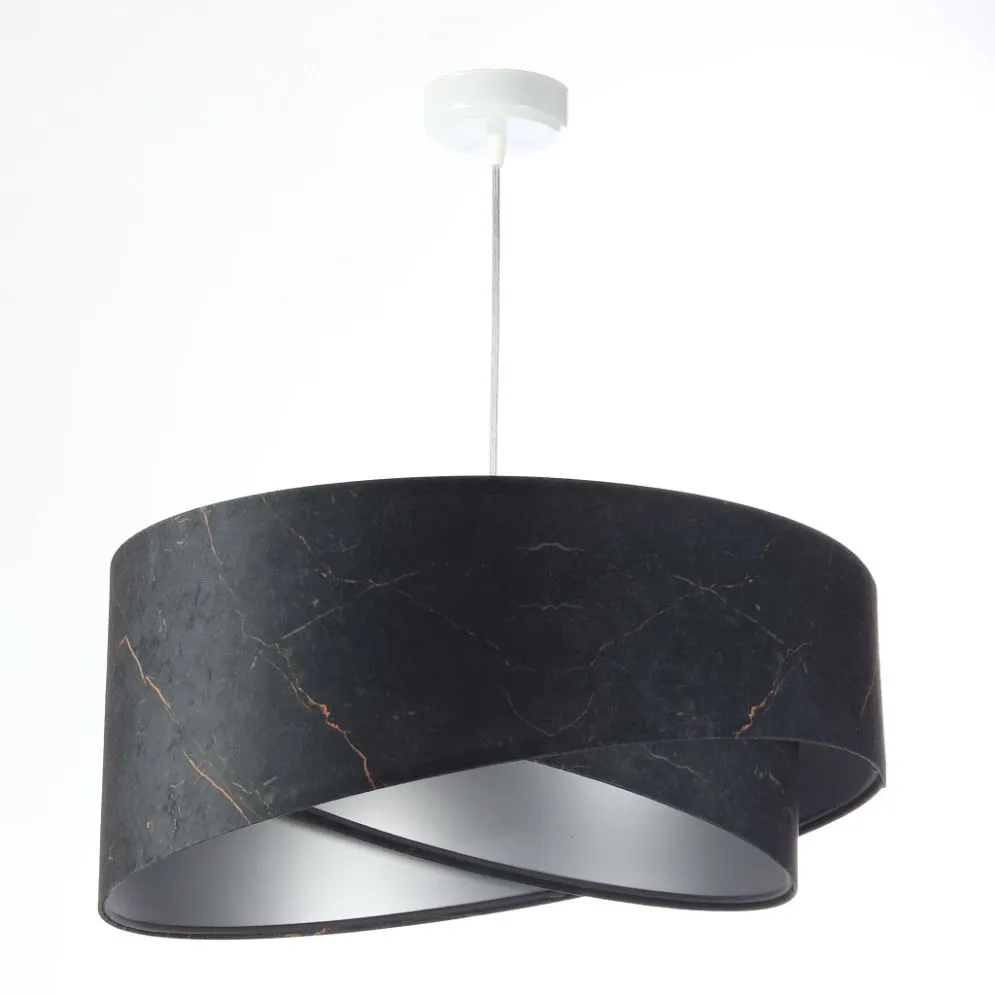 Lampa wisząca BLACK MARBLE czarna/srebrna asymetryczna aksamitna | MIRAT. w stylu  kolekcja