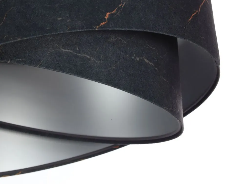 Lampa wisząca BLACK MARBLE czarna/srebrna asymetryczna aksamitna | MIRAT. w stylu  kolekcja