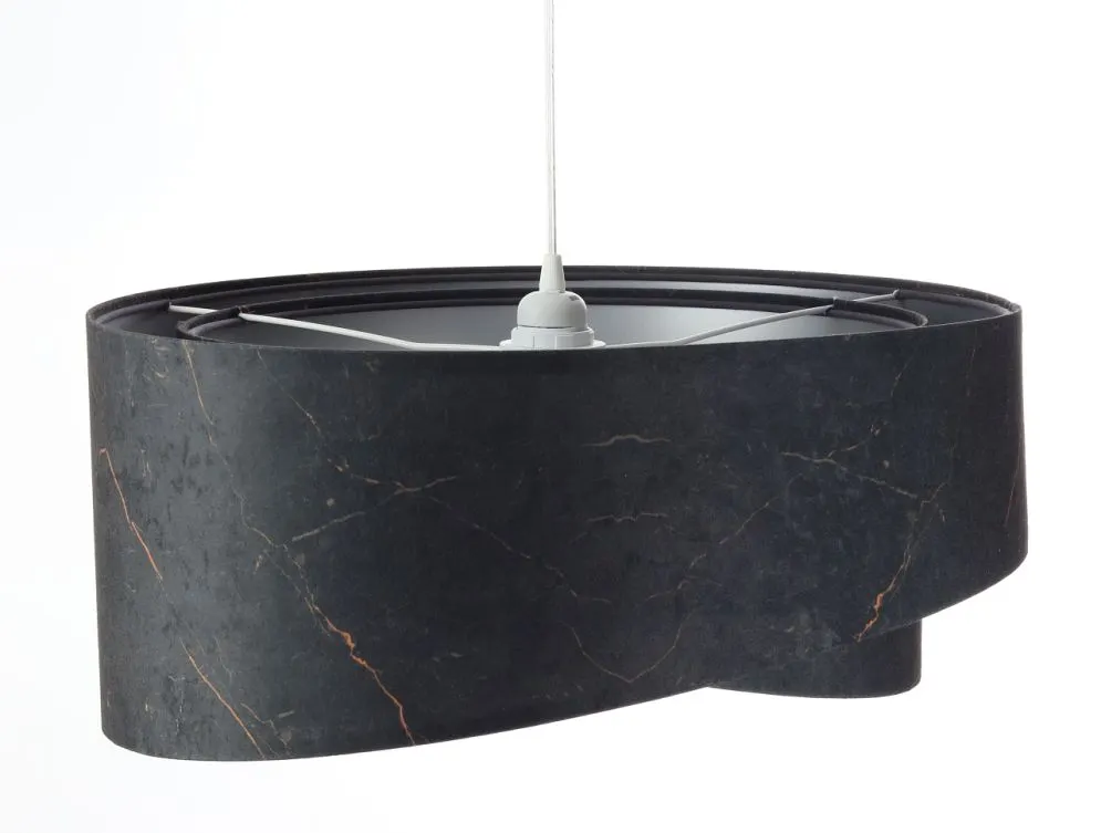 Lampa wisząca BLACK MARBLE czarna/srebrna asymetryczna aksamitna | MIRAT. w stylu  kolekcja