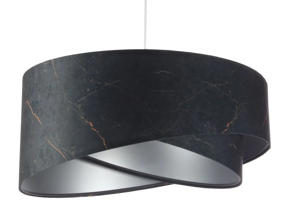 Lampa wisząca BLACK MARBLE czarna/srebrna asymetryczna aksamitna | MIRAT. w stylu  kolekcja