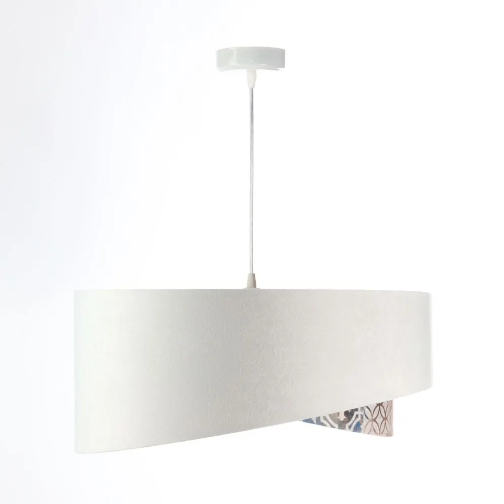 Lampa wisząca ALBIT GOLD biała/złota trzykolorowa welurowa | MIRAT. w stylu  kolekcja