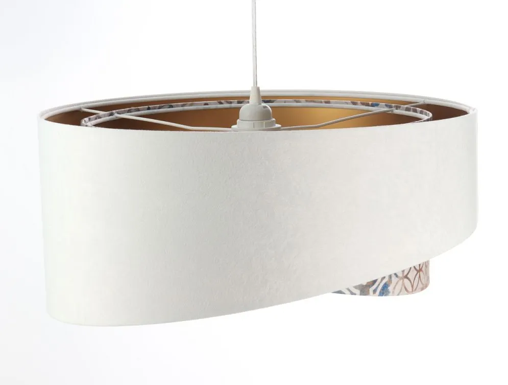 Lampa wisząca ALBIT GOLD biała/złota trzykolorowa welurowa | MIRAT. w stylu  kolekcja