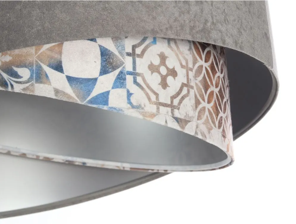 Lampa wisząca ASHES szara/srebrna aksamitna do salonu | MIRAT. w stylu kolekcja