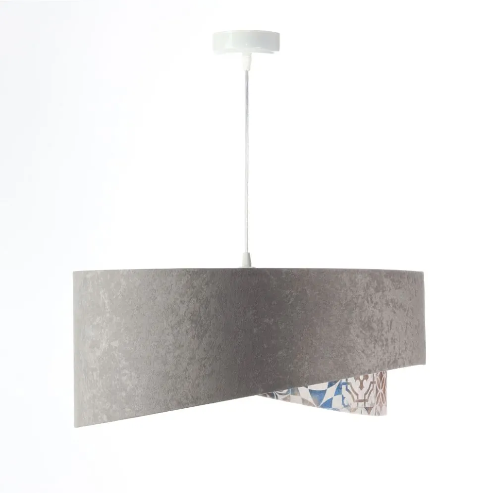 Lampa wisząca ASHES szara/srebrna aksamitna do salonu | MIRAT. w stylu kolekcja