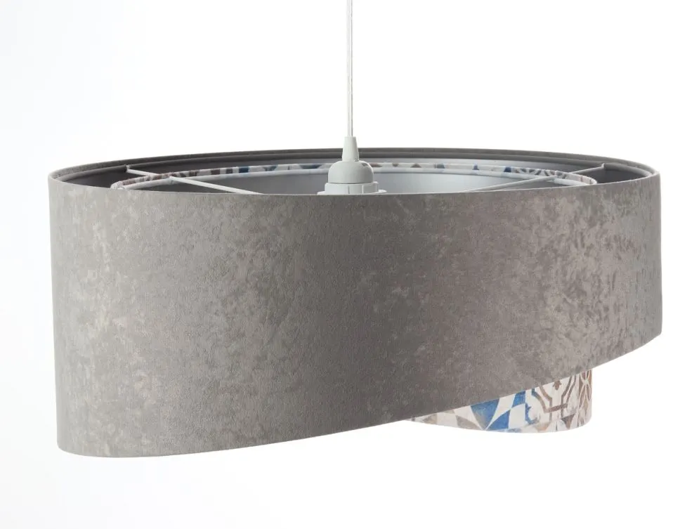 Lampa wisząca ASHES szara/srebrna aksamitna do salonu | MIRAT. w stylu kolekcja
