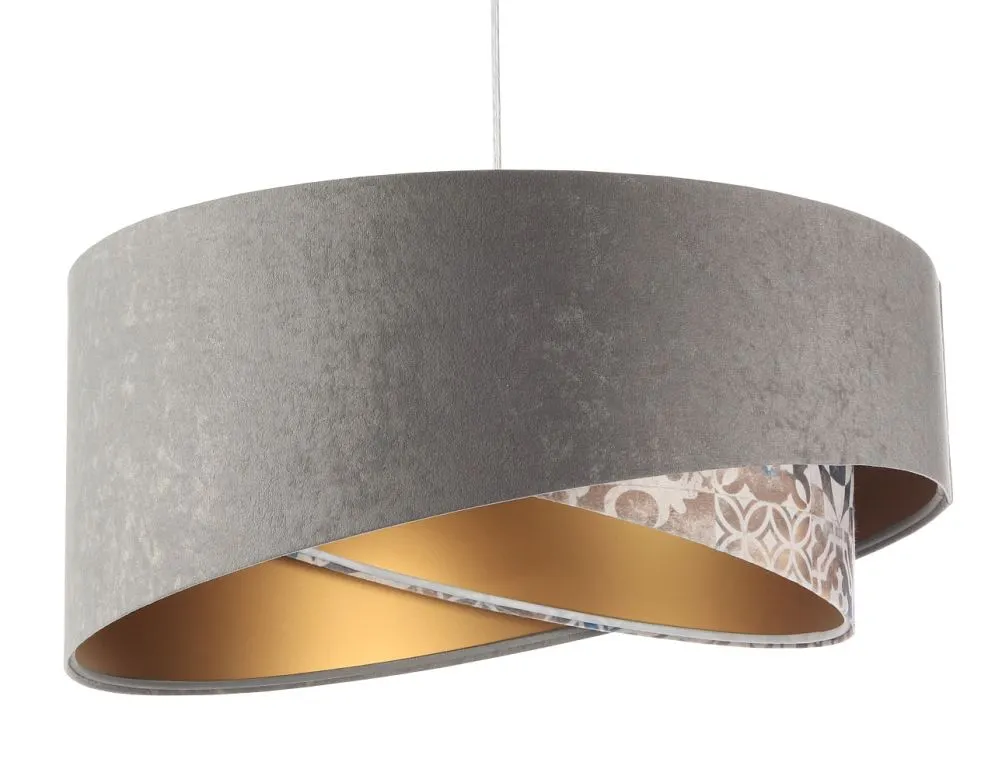 Lampa wisząca ASHES szara/złota welurowa do jadalni | MIRAT. w stylu kolekcja