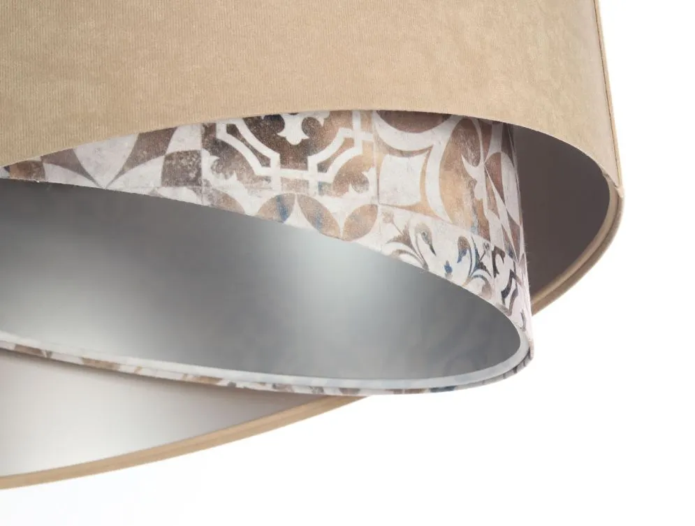 Lampa wisząca SANDERLING beżowa/srebrna welurowa do jadalni | MIRAT. w stylu  kolekcja