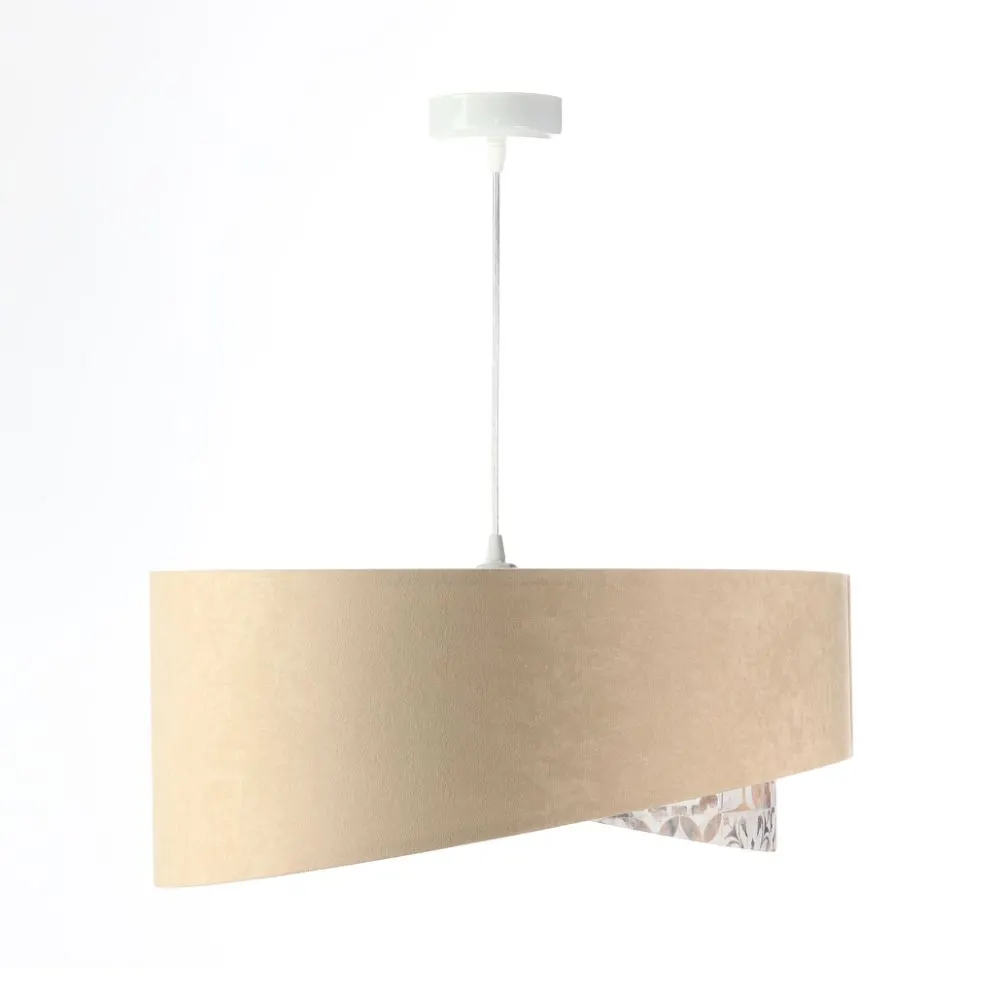 Lampa wisząca SANDERLING beżowa/srebrna welurowa do jadalni | MIRAT. w stylu  kolekcja