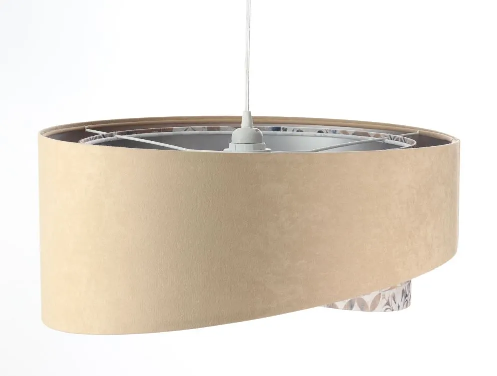 Lampa wisząca SANDERLING beżowa/srebrna welurowa do jadalni | MIRAT. w stylu  kolekcja