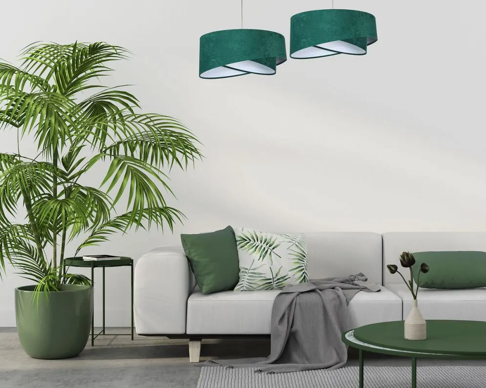 Lampa wisząca GEMSTONE zielona/biała asymetryczna welurowa | MIRAT. w stylu  kolekcja