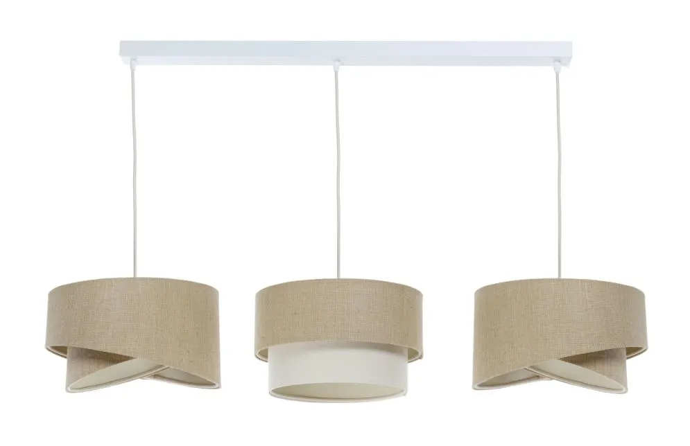 Designerska lampa wisząca na listwie BOHO-CHIC JUTA L3 MIX beżowa/kremowa I sklep meblowy MIRAT.
