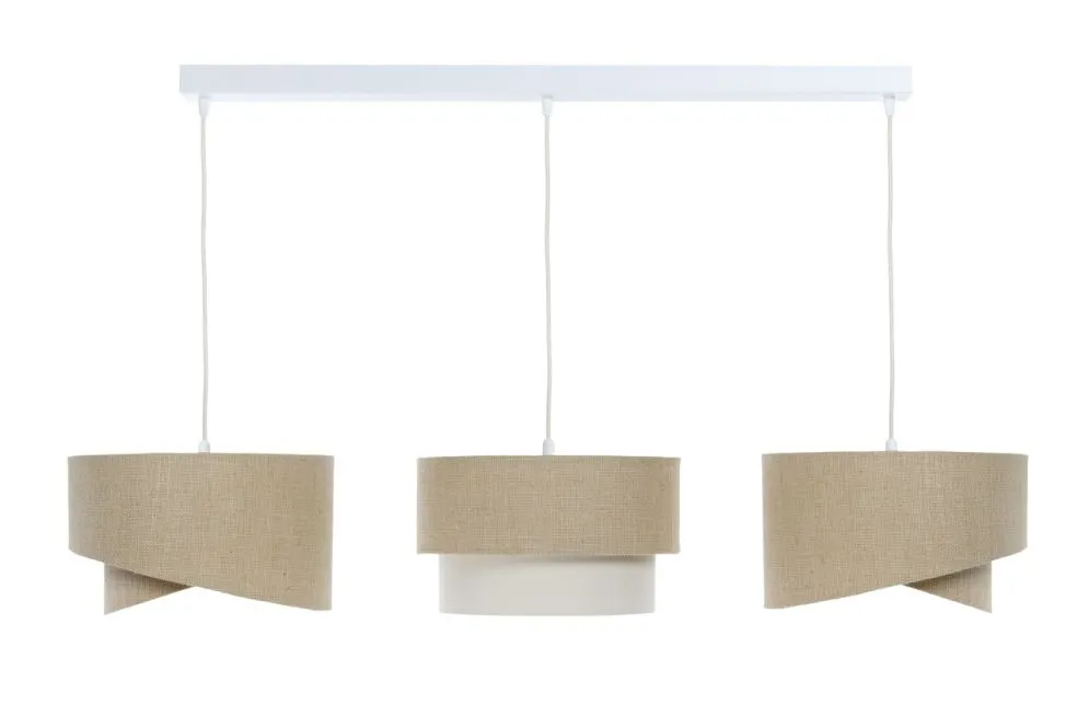 Designerska lampa wisząca na listwie BOHO-CHIC JUTA L3 MIX beżowa/kremowa I sklep meblowy MIRAT.