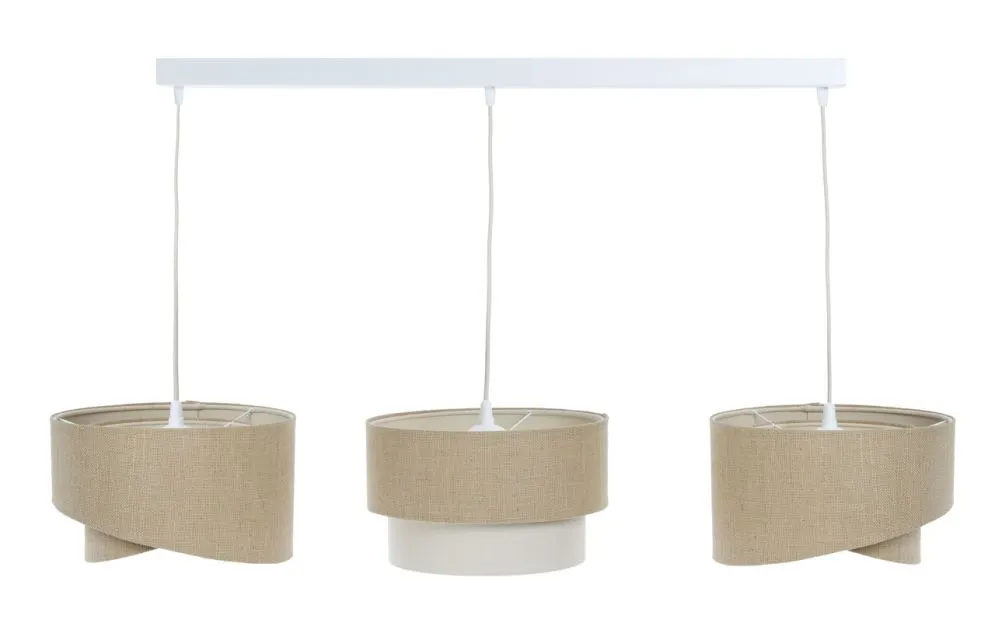 Designerska lampa wisząca na listwie BOHO-CHIC JUTA L3 MIX beżowa/kremowa I sklep meblowy MIRAT.