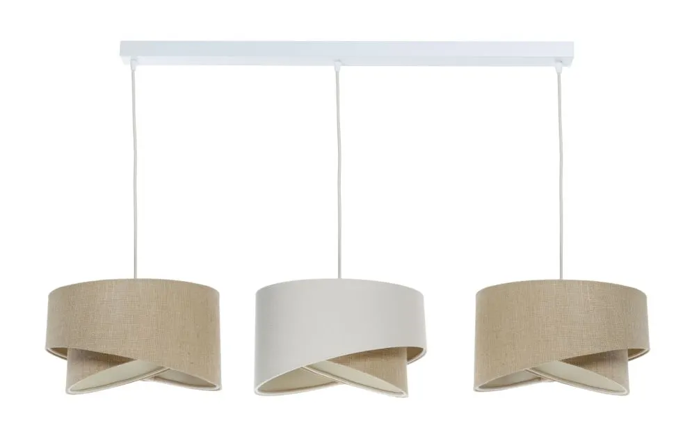 Lampa wisząca na listwie BOHO-CHIC JUTA L3 MIX beżowa/kremowa asymetryczna I sklep meblowy MIRAT.