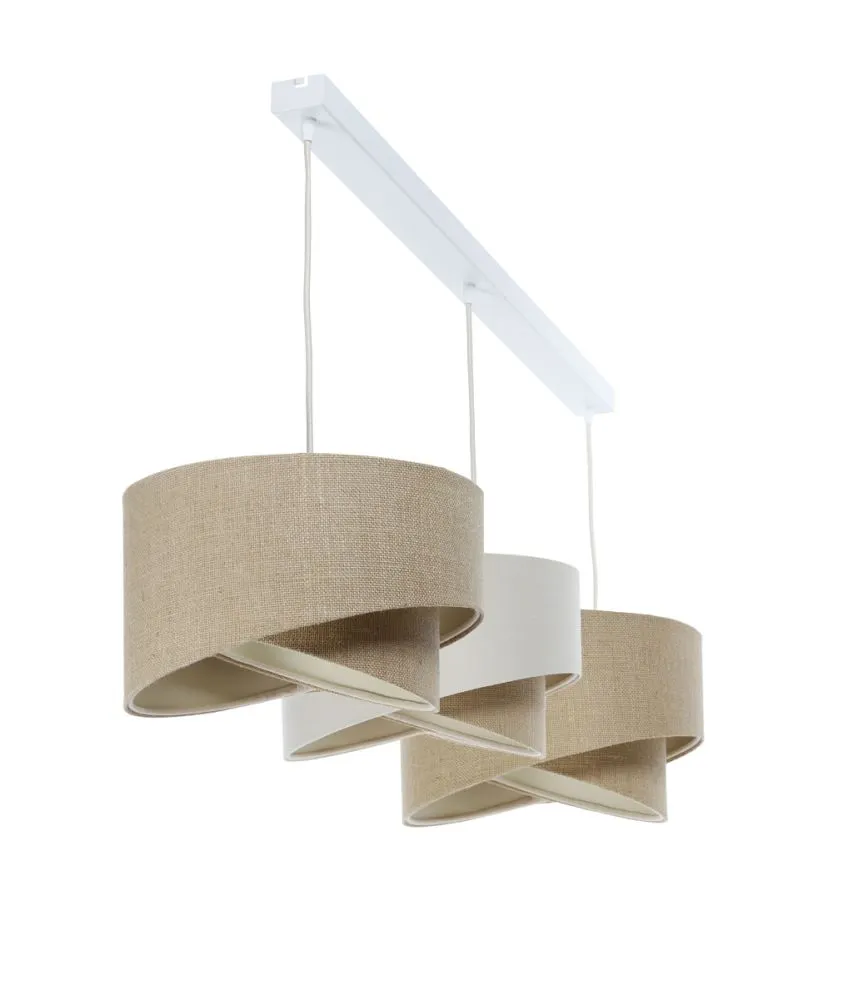 Lampa wisząca na listwie BOHO-CHIC JUTA L3 MIX beżowa/kremowa asymetryczna I sklep meblowy MIRAT.