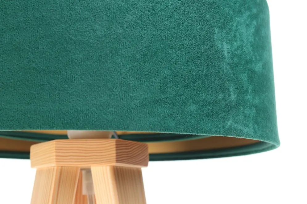 Lampa stołowa GEMSTONE zielona/złota/sosna na trójnogu | MIRAT. w stylu kolekcja